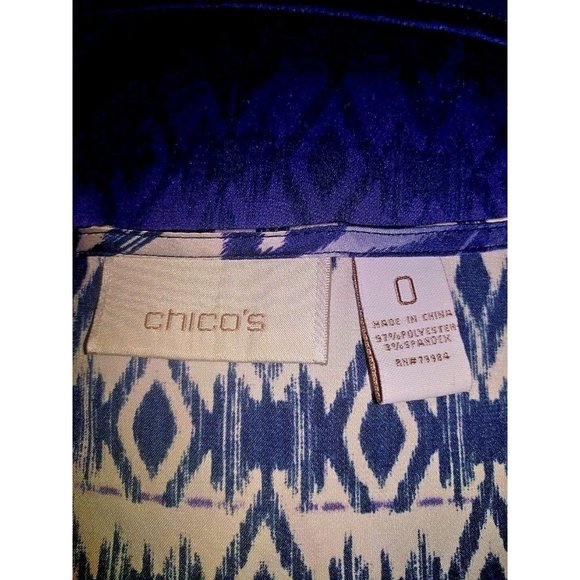 Chico's Womens Top Size 0 Small Multicolor Sleeveless Pleated Side Slits - Picture 5 of 5